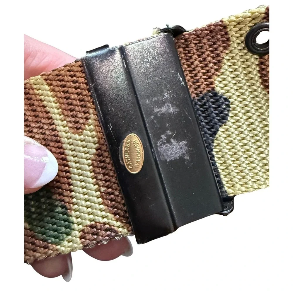 Y2K Camo Statement Belt‎ Wide Adjustable Grunge Streetwear Military Web